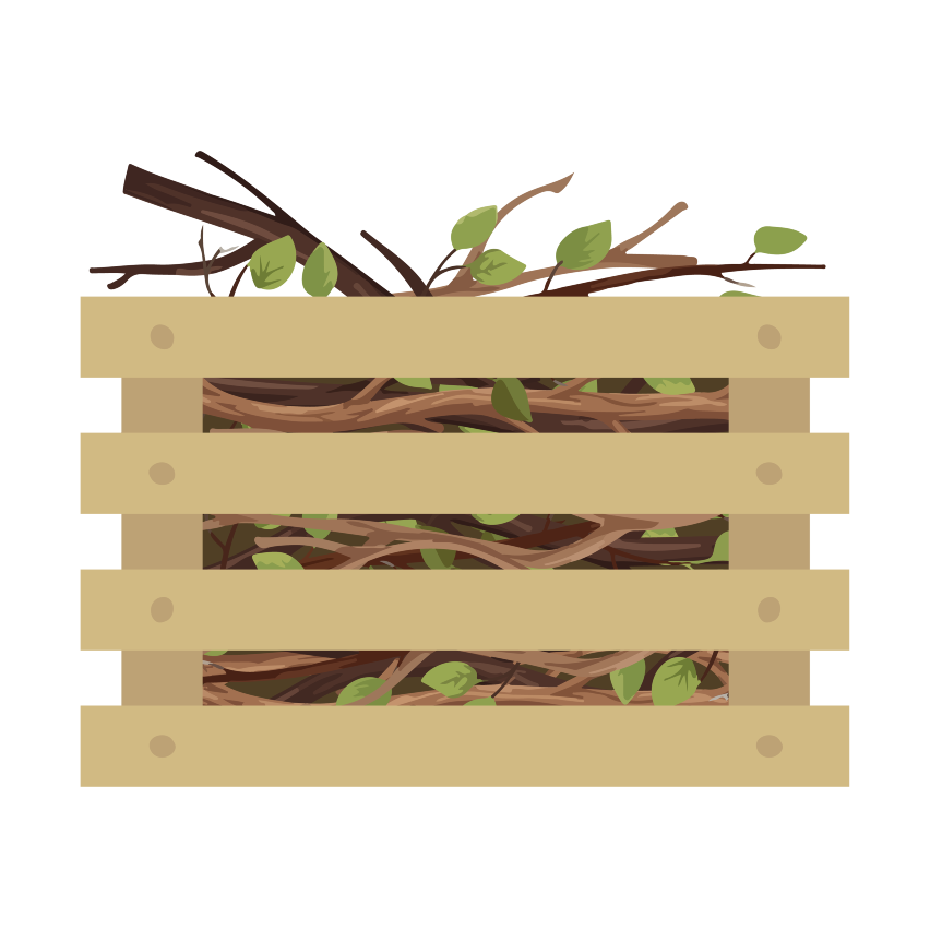 Illustration af kompost lavet af haveaffald